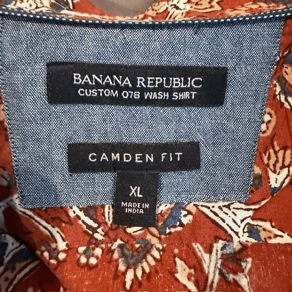 Banana Republic Camden-Fit Custom 078 Wash Rust Floral Shirt Flip Cuff Size XL - Picture 4 of 11